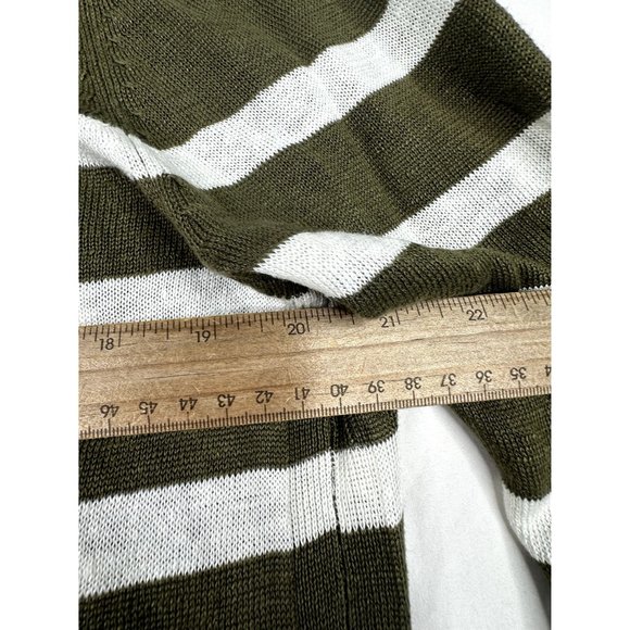 Talbots 100% Linen‎ Striped Duster Open Cardigan size Medium Green/White - Picture 5 of 7